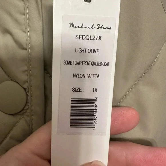 Michael Stars NWT’s Sonnet Snap frontquilted coat. Size 1X